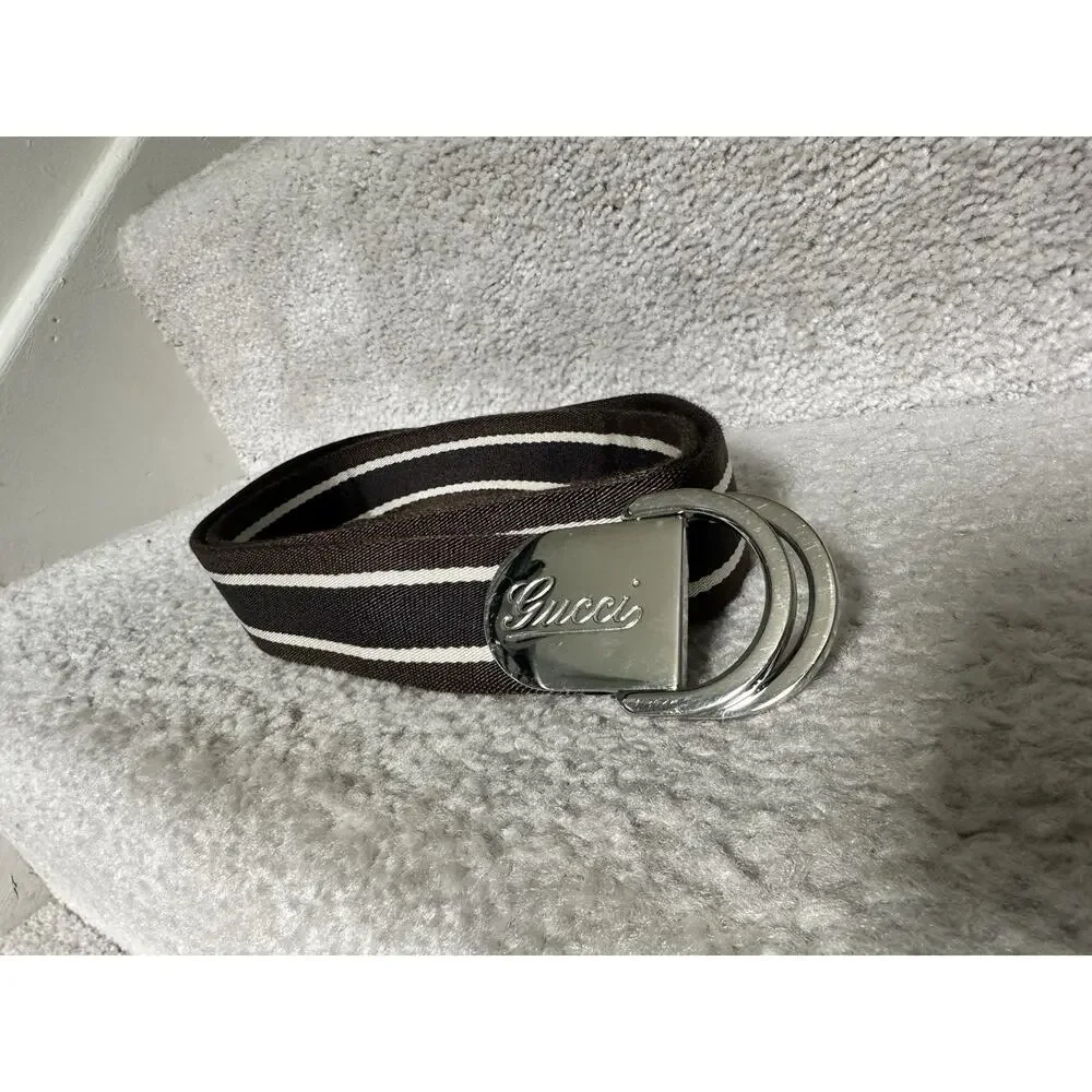 AUTHENTIC GUCCI D RING SIGNATURE CANVAS BELT 189812 H90WN GG SZ 100 40 (USA 34)